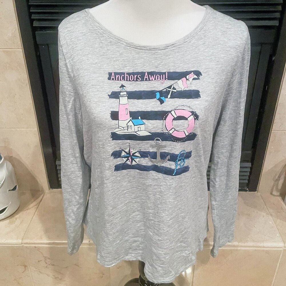 Talbot's Anchors Away Pink and Blue Nautical Shirt